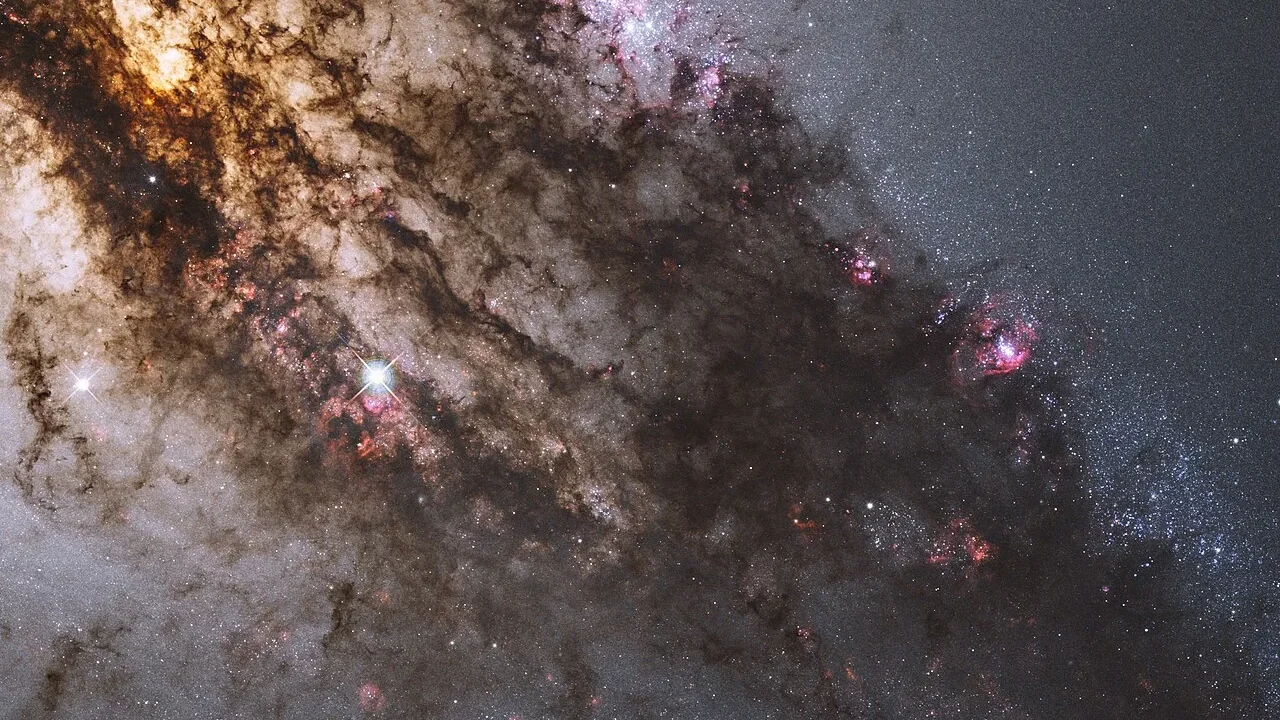 Hubble image of Centaurus A, used as a bright-galaxy comparison. This photograph is not Nube.