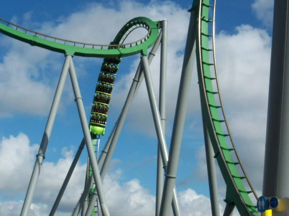 Roller coaster in Florida. Context photograph, not the X2 ride in California.