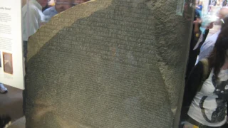 The Rosetta Stone with its three scripts.