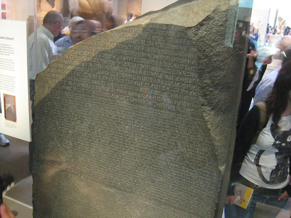 The Rosetta Stone with its three scripts.
