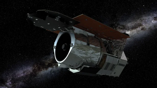 Artist’s concept of the Nancy Grace Roman Space Telescope. Not a first-light data image.