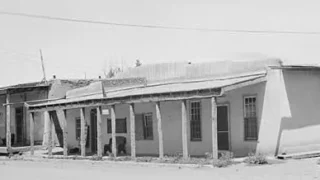 Archival photograph of Kit Carson House in Taos, New Mexico, providing local context.