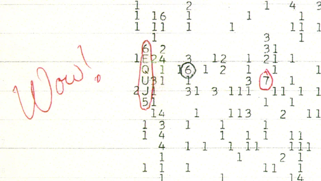 The printed record associated with the Wow signal.